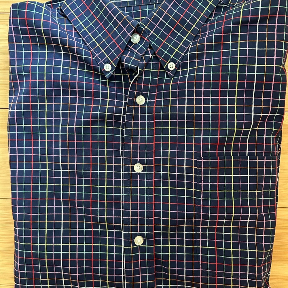 Casual Blue and Multi Colored striped Button Down Shirt